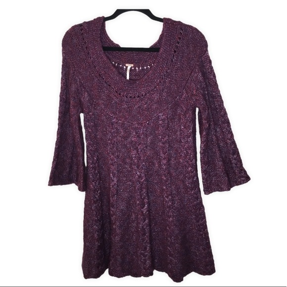 Free People Dresses & Skirts - Free People Wool Blend Cable Knit Chunky Sweater Mini Dress